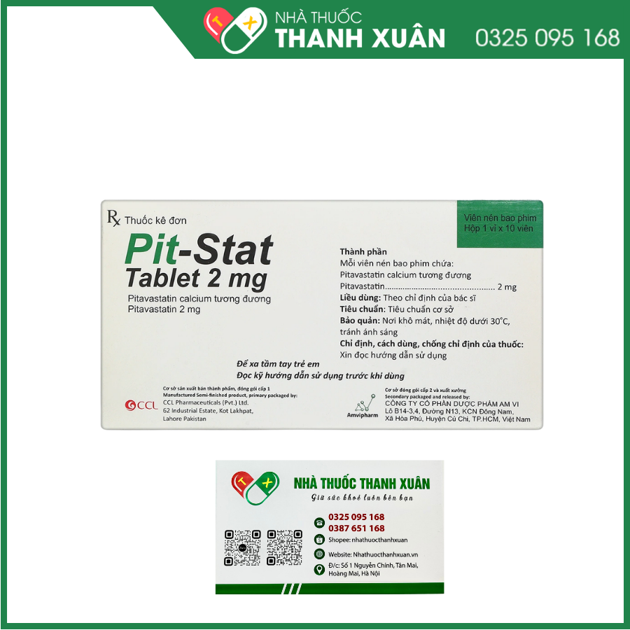 Pit-stat Tablet 2 mg giảm cholesterol toàn phần
